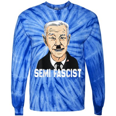 Semi Fascist Funny Political Humor Biden Quotes Tie-Dye Long Sleeve Shirt