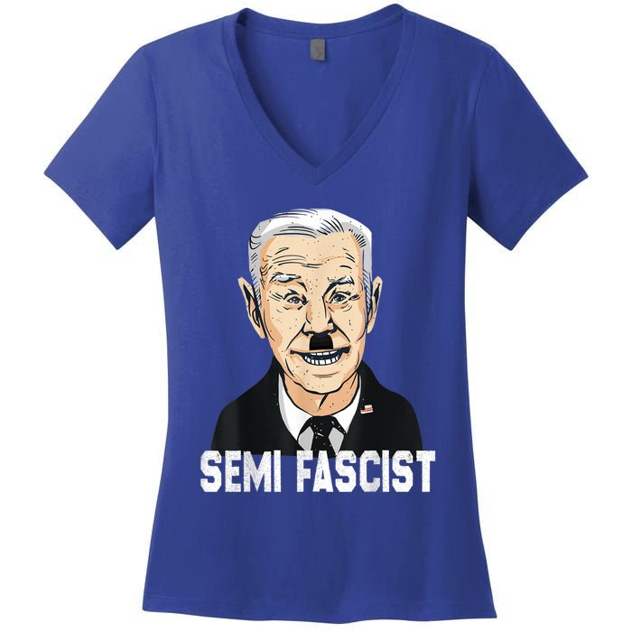 Semi Fascist Funny Political Humor Biden Quotes Women's V-Neck T-Shirt