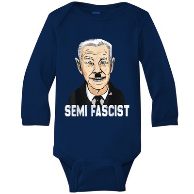 Semi Fascist Funny Political Humor Biden Quotes Baby Long Sleeve Bodysuit