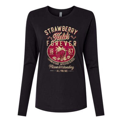 Strawberry Fields Forever Gift For Music Lovers Womens Cotton Relaxed Long Sleeve T-Shirt