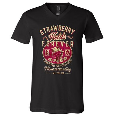 Strawberry Fields Forever Gift For Music Lovers V-Neck T-Shirt