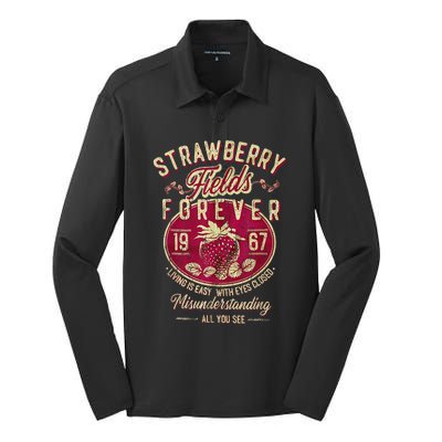 Strawberry Fields Forever Gift For Music Lovers Silk Touch Performance Long Sleeve Polo