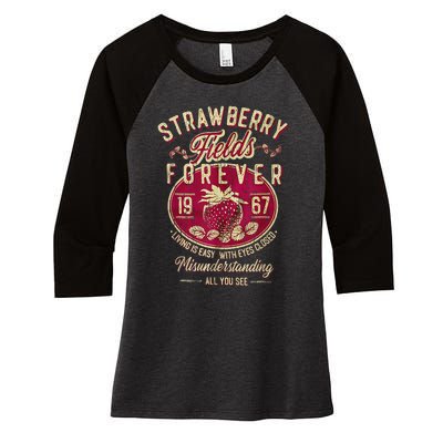 Strawberry Fields Forever Gift For Music Lovers Women's Tri-Blend 3/4-Sleeve Raglan Shirt