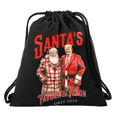 SantaS Favorite Felon Since 2024 Christmas Xmas Drawstring Bag