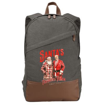 SantaS Favorite Felon Since 2024 Christmas Xmas Cotton Canvas Backpack