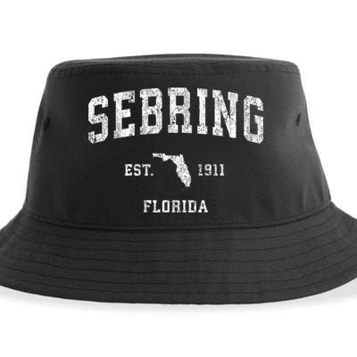 Sebring Florida Fl Vintage Athletic Sports Sustainable Bucket Hat