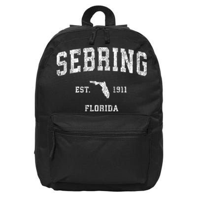 Sebring Florida Fl Vintage Athletic Sports 16 in Basic Backpack