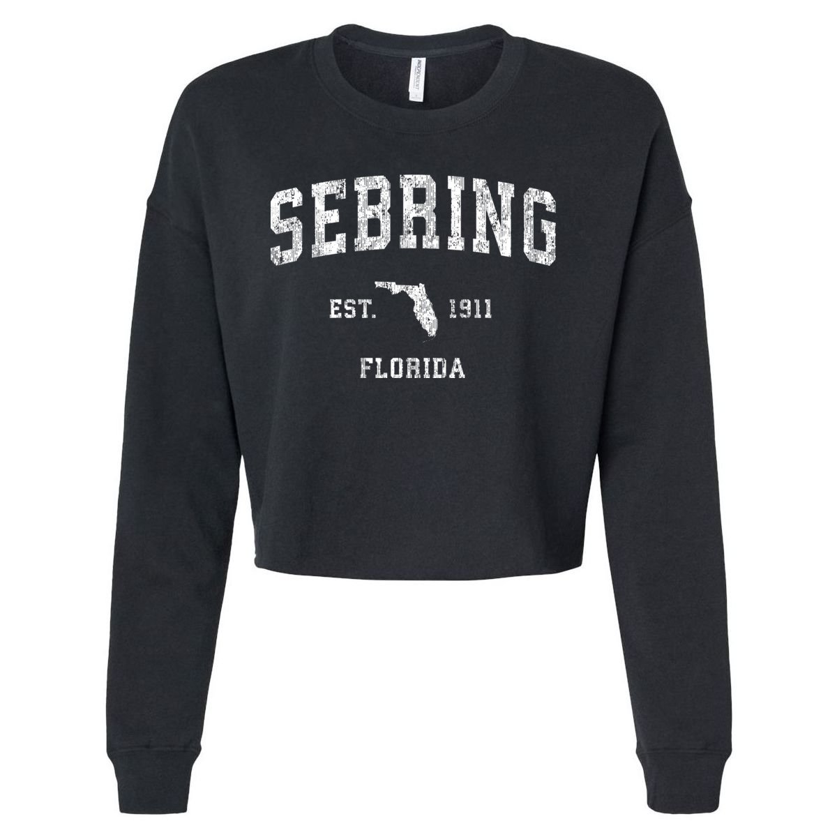 Sebring Florida Fl Vintage Athletic Sports Cropped Pullover Crew