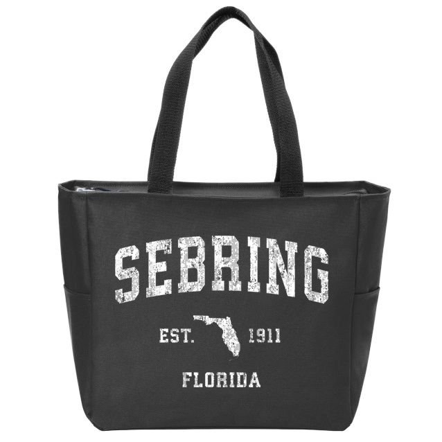 Sebring Florida Fl Vintage Athletic Sports Zip Tote Bag