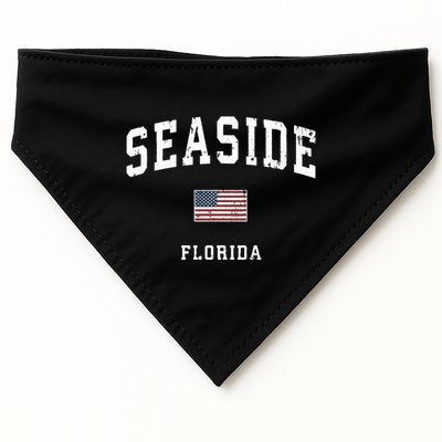Seaside Florida Fl Vintage American Flag Sports Design USA-Made Doggie Bandana