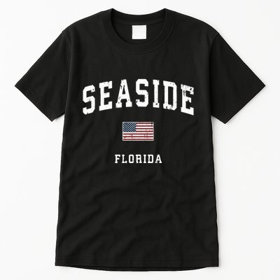 Seaside Florida Fl Vintage American Flag Sports Design Tall T-Shirt
