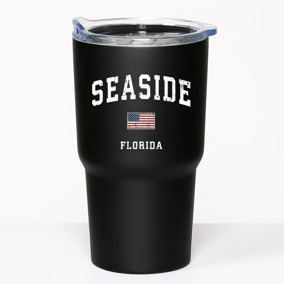 Seaside Florida Fl Vintage American Flag Sports Design Tumbler