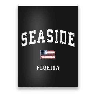 Seaside Florida Fl Vintage American Flag Sports Design Poster