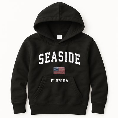 Seaside Florida Fl Vintage American Flag Sports Design Kids Hoodie