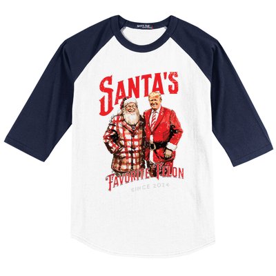 SantaS Favorite Felon Since 2024 Christmas Xmas Funny Trump Baseball Sleeve Shirt