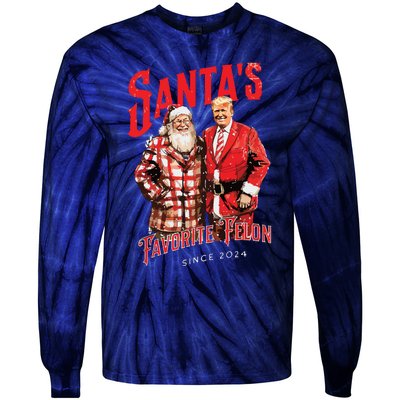 SantaS Favorite Felon Since 2024 Christmas Xmas Funny Trump Tie-Dye Long Sleeve Shirt