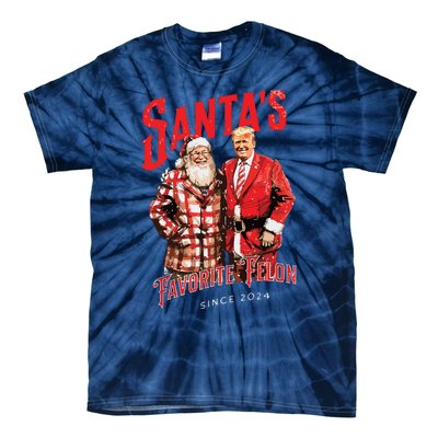 SantaS Favorite Felon Since 2024 Christmas Xmas Funny Trump Tie-Dye T-Shirt