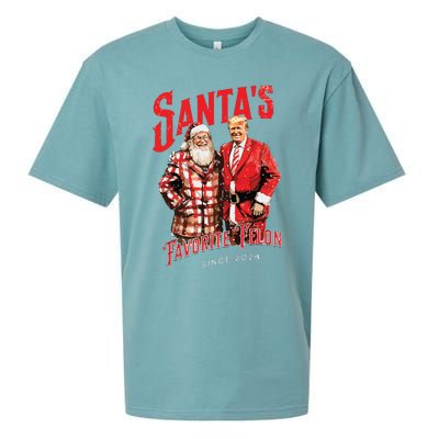 SantaS Favorite Felon Since 2024 Christmas Xmas Funny Trump Sueded Cloud Jersey T-Shirt