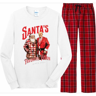 SantaS Favorite Felon Since 2024 Christmas Xmas Funny Trump Long Sleeve Pajama Set