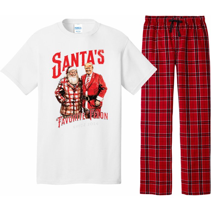 SantaS Favorite Felon Since 2024 Christmas Xmas Funny Trump Pajama Set