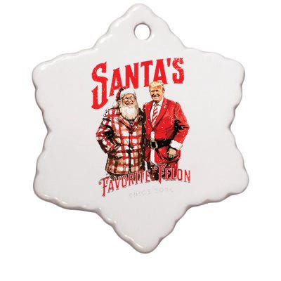 SantaS Favorite Felon Since 2024 Christmas Xmas Funny Trump Ceramic Star Ornament