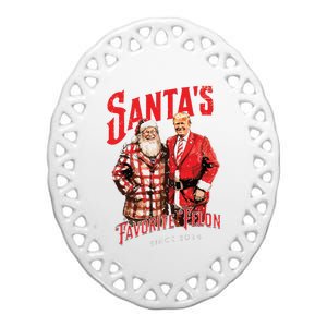 SantaS Favorite Felon Since 2024 Christmas Xmas Funny Trump Ceramic Oval Ornament