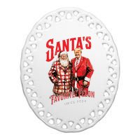 SantaS Favorite Felon Since 2024 Christmas Xmas Funny Trump Ceramic Oval Ornament