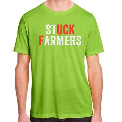 Stuck Farmer Funny Uk Political Slogan Funny Stuck Farmer Parody Sarcastic Humor Adult ChromaSoft Performance T-Shirt