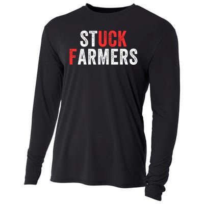 Stuck Farmer Funny Uk Political Slogan Funny Stuck Farmer Parody Sarcastic Humor Cooling Performance Long Sleeve Crew