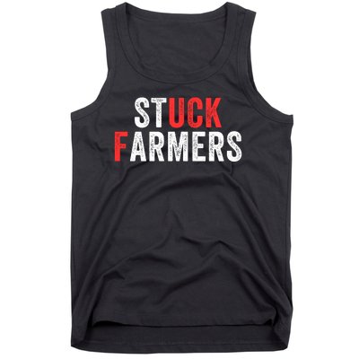 Stuck Farmer Funny Uk Political Slogan Funny Stuck Farmer Parody Sarcastic Humor Tank Top