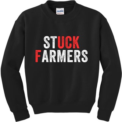Stuck Farmer Funny Uk Political Slogan Funny Stuck Farmer Parody Sarcastic Humor Kids Sweatshirt