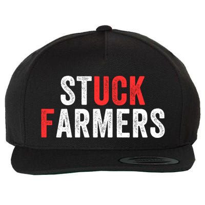 Stuck Farmer Funny Uk Political Slogan Funny Stuck Farmer Parody Sarcastic Humor Wool Snapback Cap