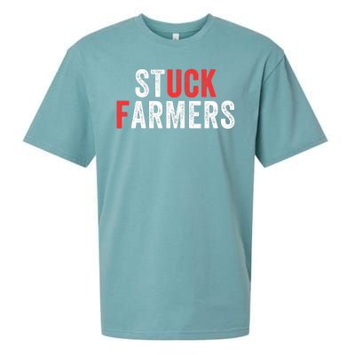 Stuck Farmer Funny Uk Political Slogan Funny Stuck Farmer Parody Sarcastic Humor Sueded Cloud Jersey T-Shirt