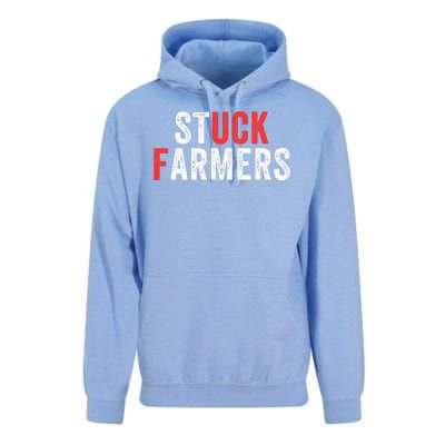 Stuck Farmer Funny Uk Political Slogan Funny Stuck Farmer Parody Sarcastic Humor Unisex Surf Hoodie