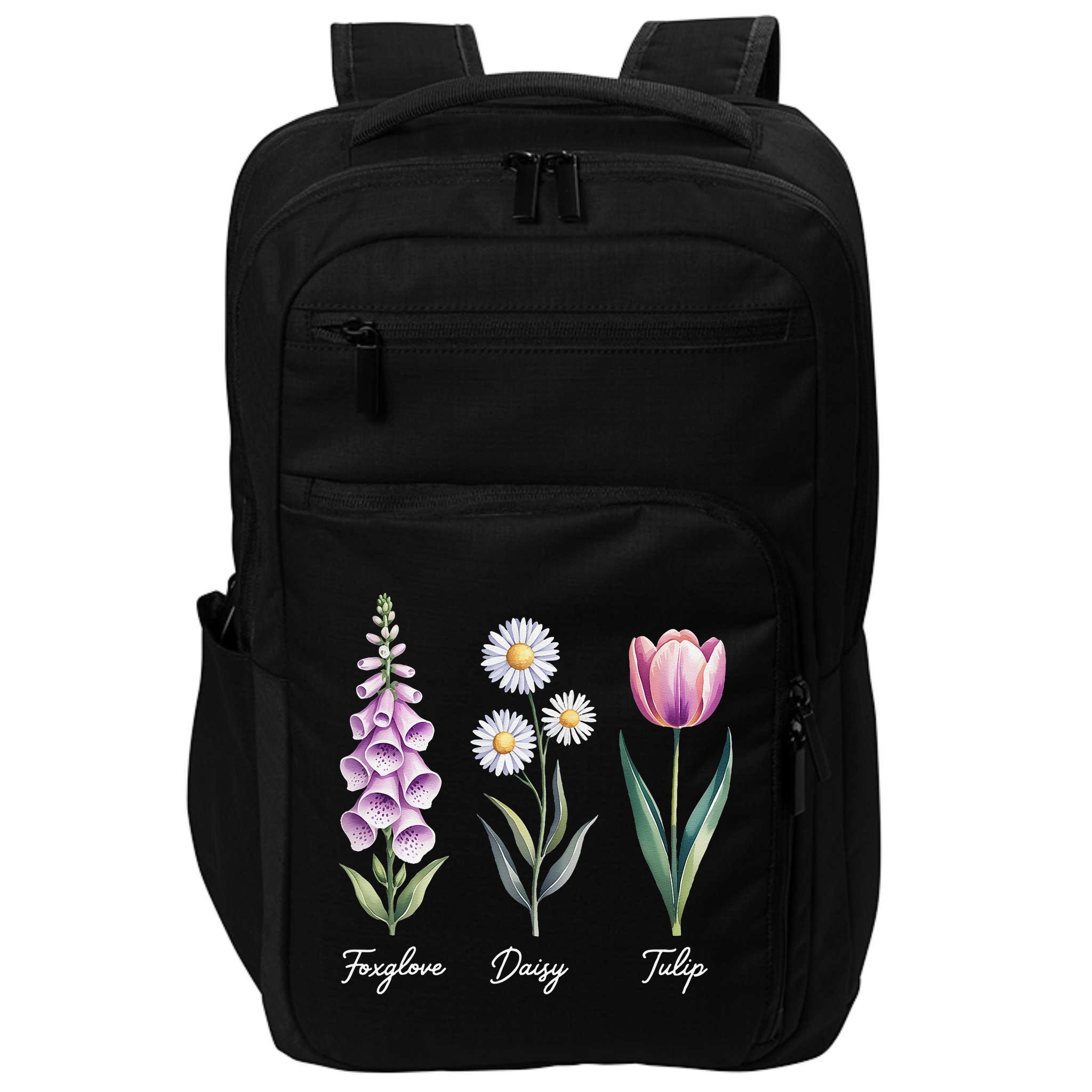 Subtle Floral Flowers Foxglove Daisy Tulip Impact Tech Backpack