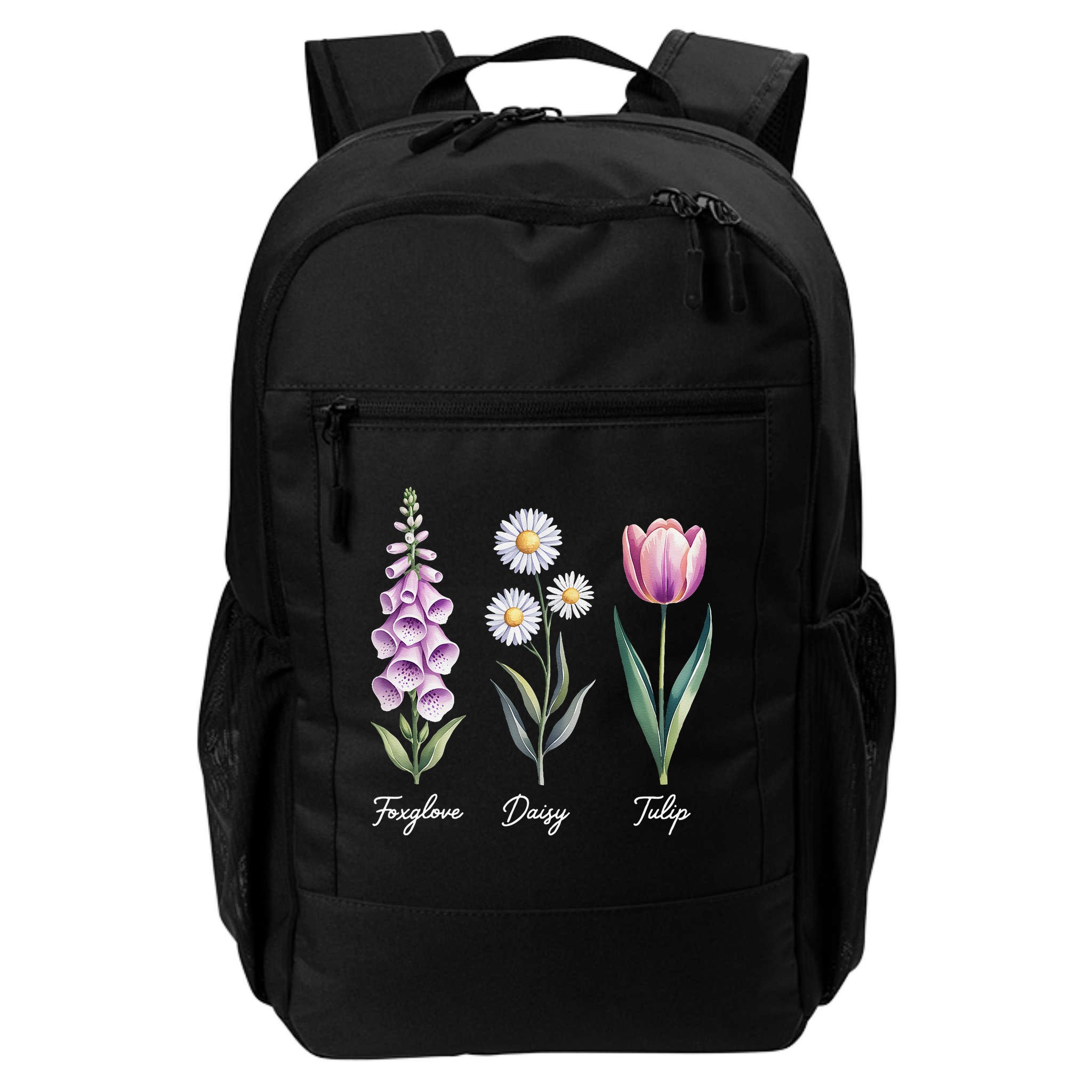 Subtle Floral Flowers Foxglove Daisy Tulip Backpack