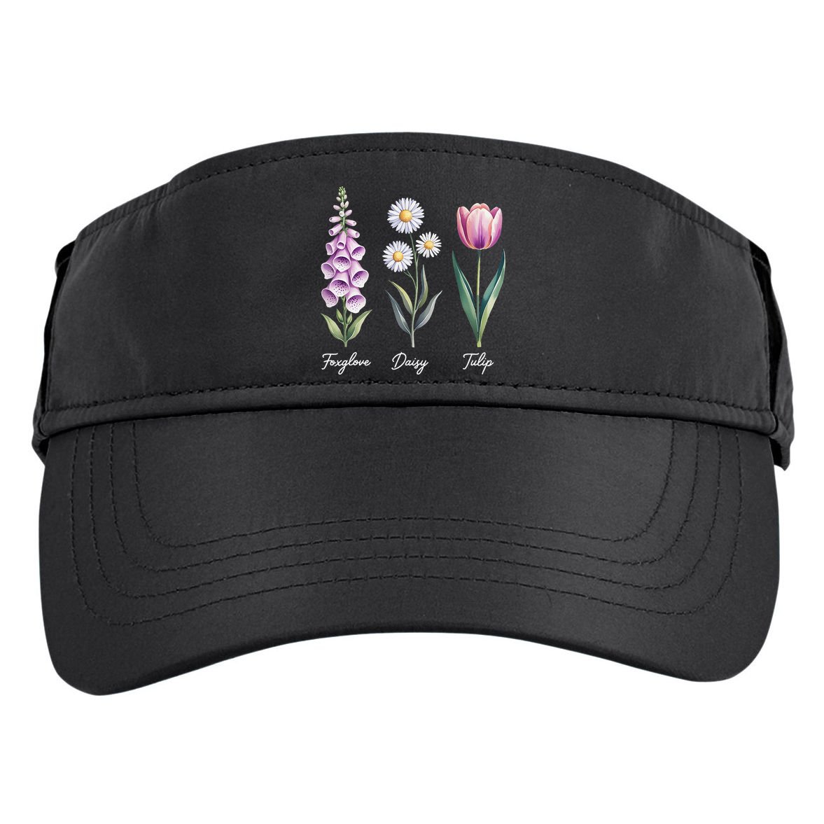 Subtle Floral Flowers Foxglove Daisy Tulip Adult Drive Performance Visor