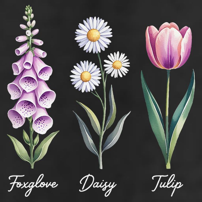 Subtle Floral Flowers Foxglove Daisy Tulip 11oz C Handle Ceramic Mug