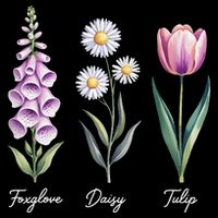 Subtle Floral Flowers Foxglove Daisy Tulip Drawstring Bag