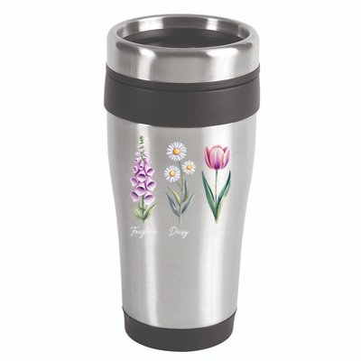 Subtle Floral Flowers Foxglove Daisy Tulip 16oz Travel Tumbler