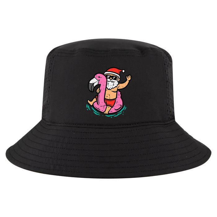 Santa Flamingo Floatie Funny Christmas In July Summer Xmas Cool Comfort Performance Bucket Hat