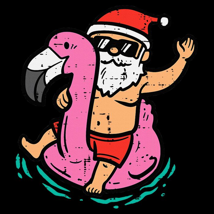 Santa Flamingo Floatie Funny Christmas In July Summer Xmas Performance Shirt