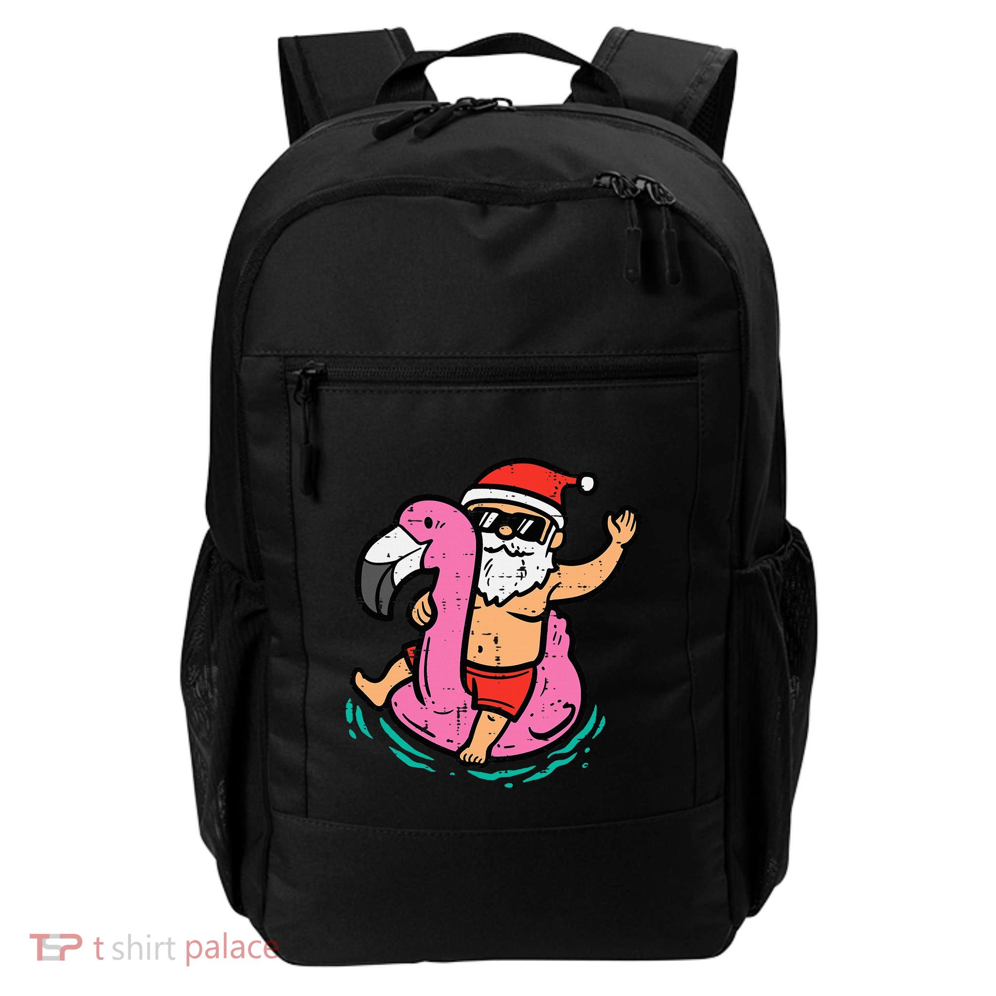 Santa Flamingo Floatie Funny Christmas In July Summer Xmas Backpack