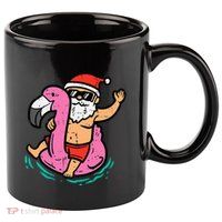 Santa Flamingo Floatie Funny Christmas In July Summer Xmas 11oz C Handle Ceramic Mug