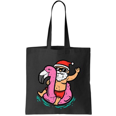 Santa Flamingo Floatie Funny Christmas In July Summer Xmas Bag