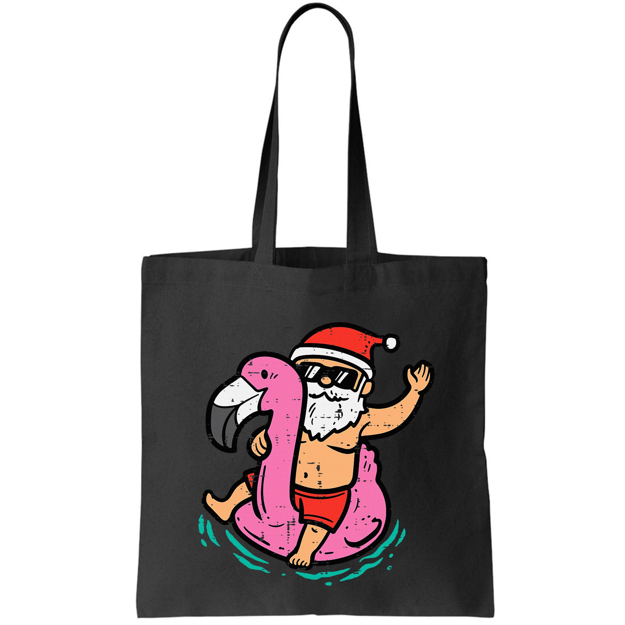 Santa Flamingo Floatie Funny Christmas In July Summer Xmas Bag
