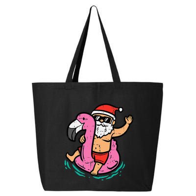 Santa Flamingo Floatie Funny Christmas In July Summer Xmas 25L Jumbo Tote