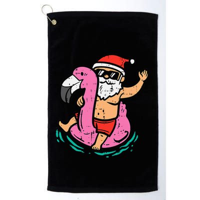 Santa Flamingo Floatie Funny Christmas In July Summer Xmas Golf Towel