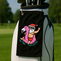 Santa Flamingo Floatie Funny Christmas In July Summer Xmas Golf Towel