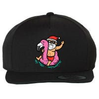 Santa Flamingo Floatie Funny Christmas In July Summer Xmas Wool Snapback Cap